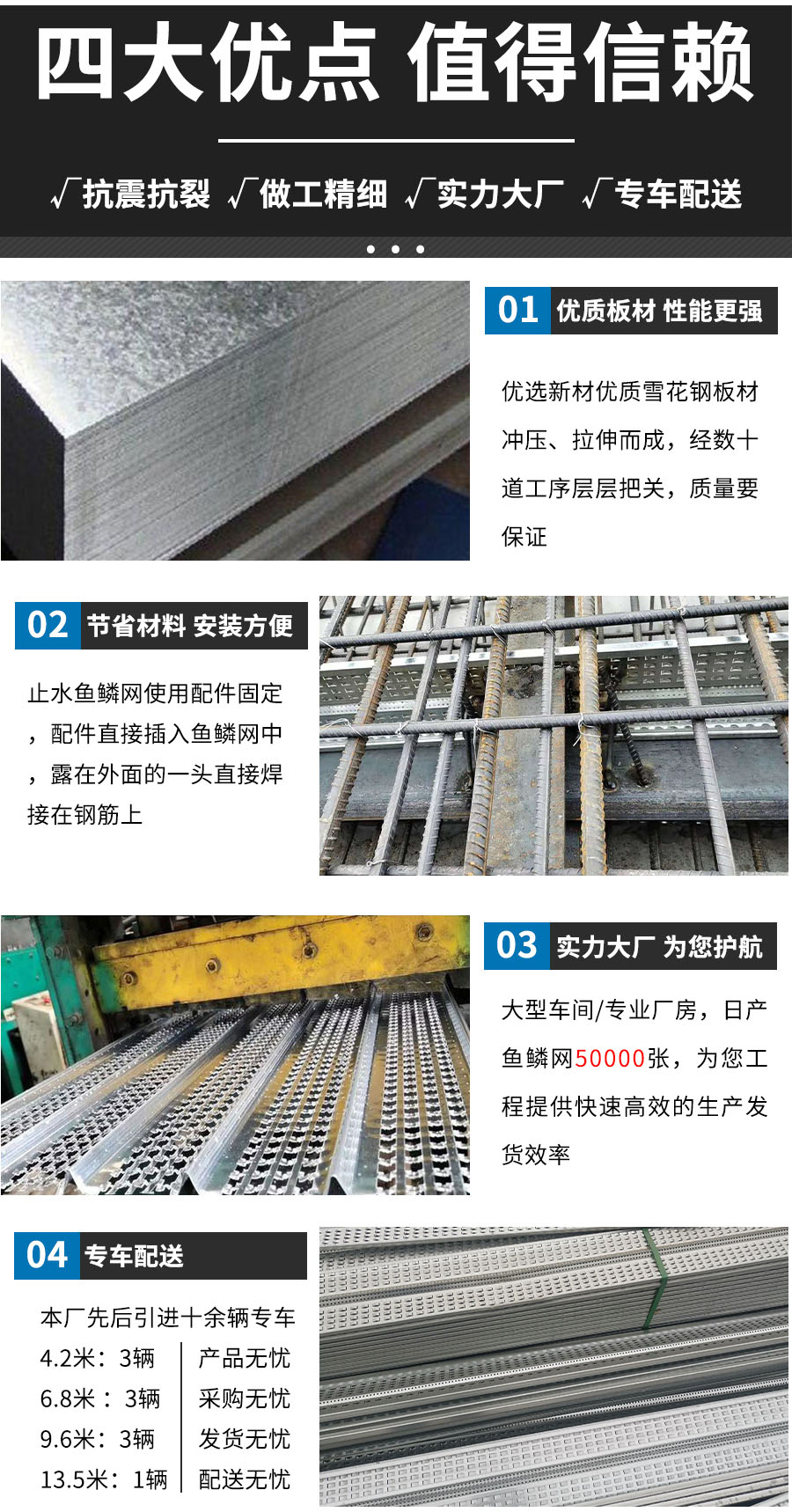 后浇带专用建筑止水鱼鳞网